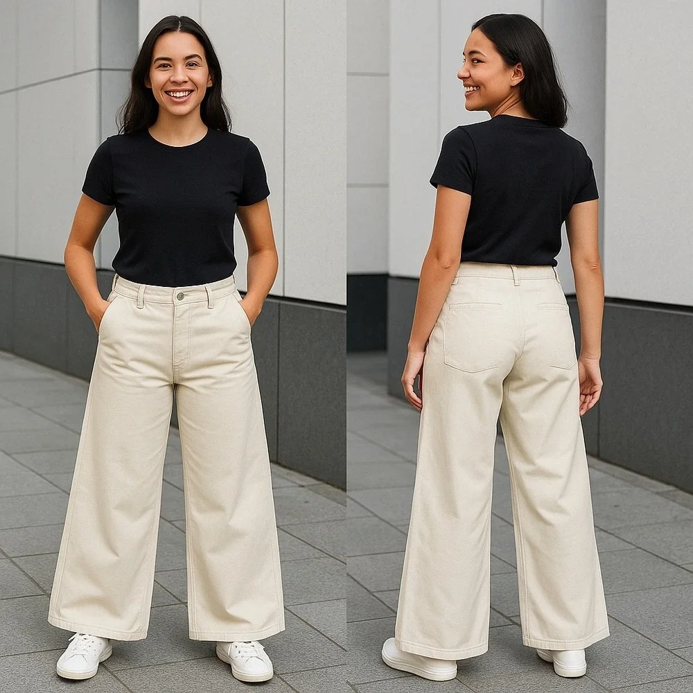 Banana‎ Republic Ultra High Rise Wide Leg Trouser Pants Ecru Size 29 Womens